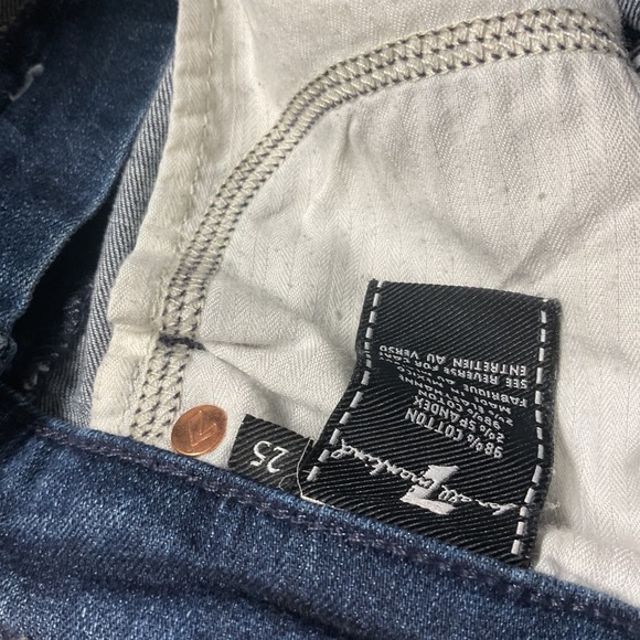 7 For All Mankind Ankle Skinny Jeans Frayed Hem Blue Denim Size 25 - Picture 5 of 7